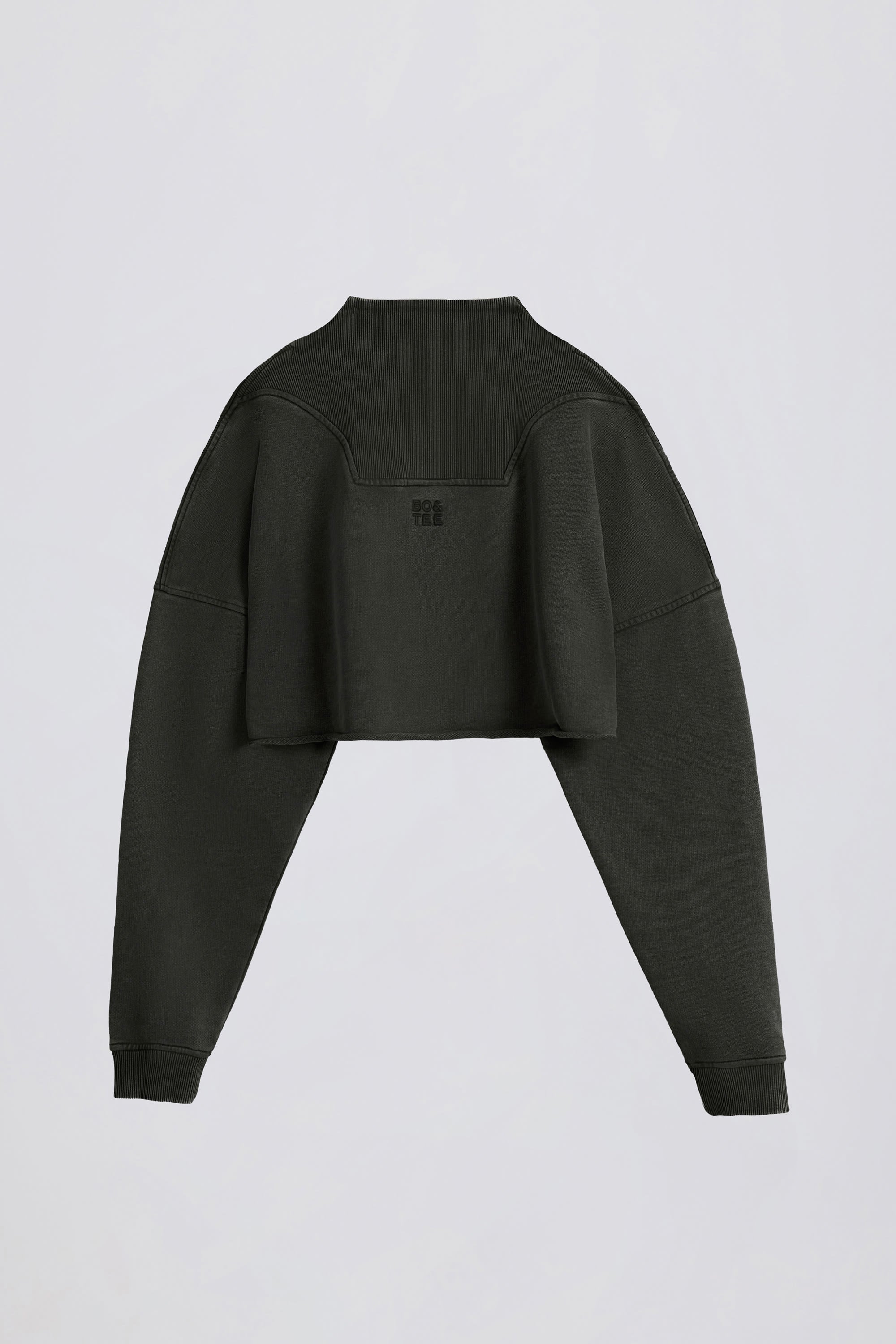 Acid Wash Cropped Sweatshirt in Ash