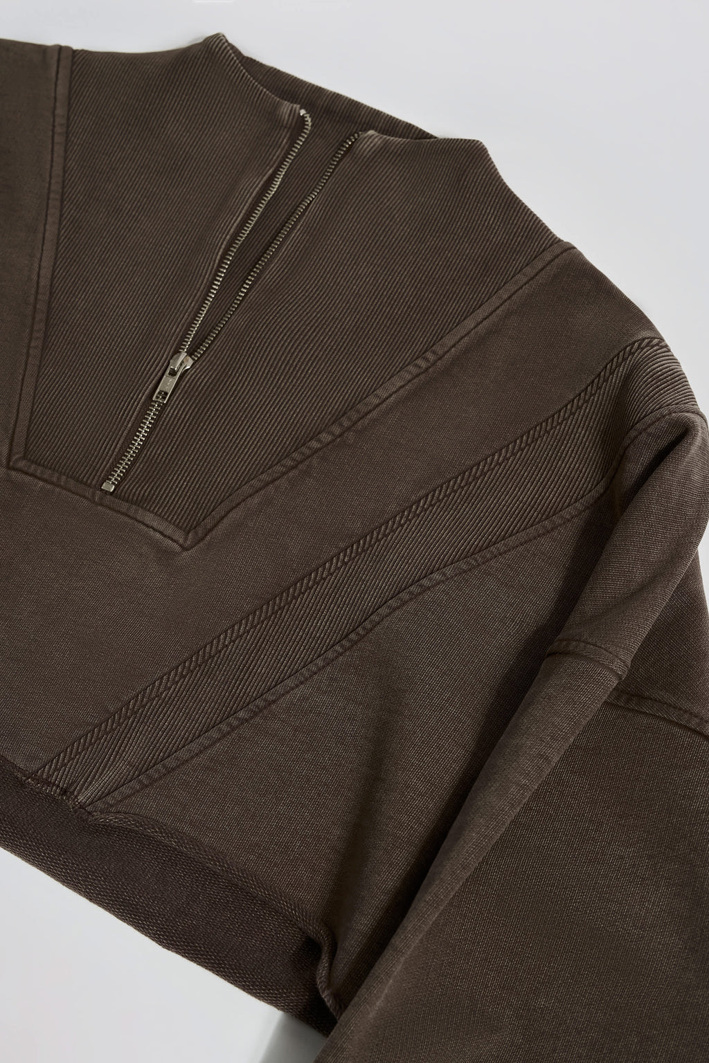 Acid Wash Cropped Sweatshirt in Brown