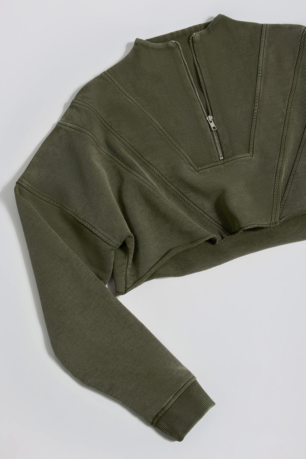 Acid Wash Cropped Sweatshirt in Light Green