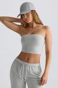 Brushed Jersey Bandeau Top in Fog Grey