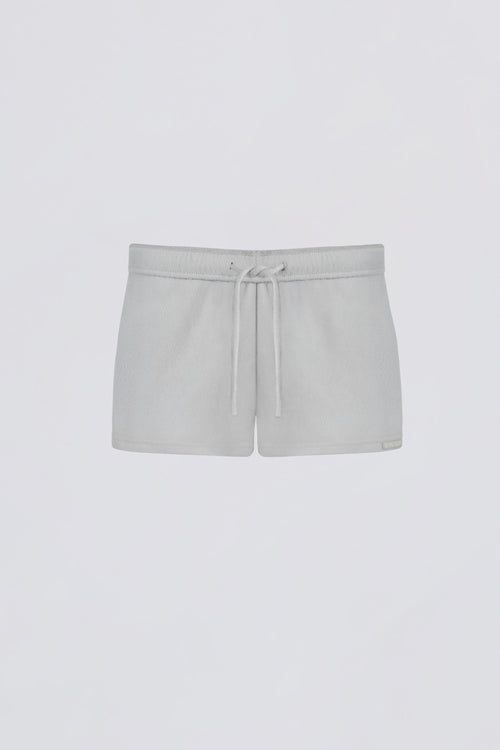Brushed Jersey Elasticated Mini Shorts in Fog Grey