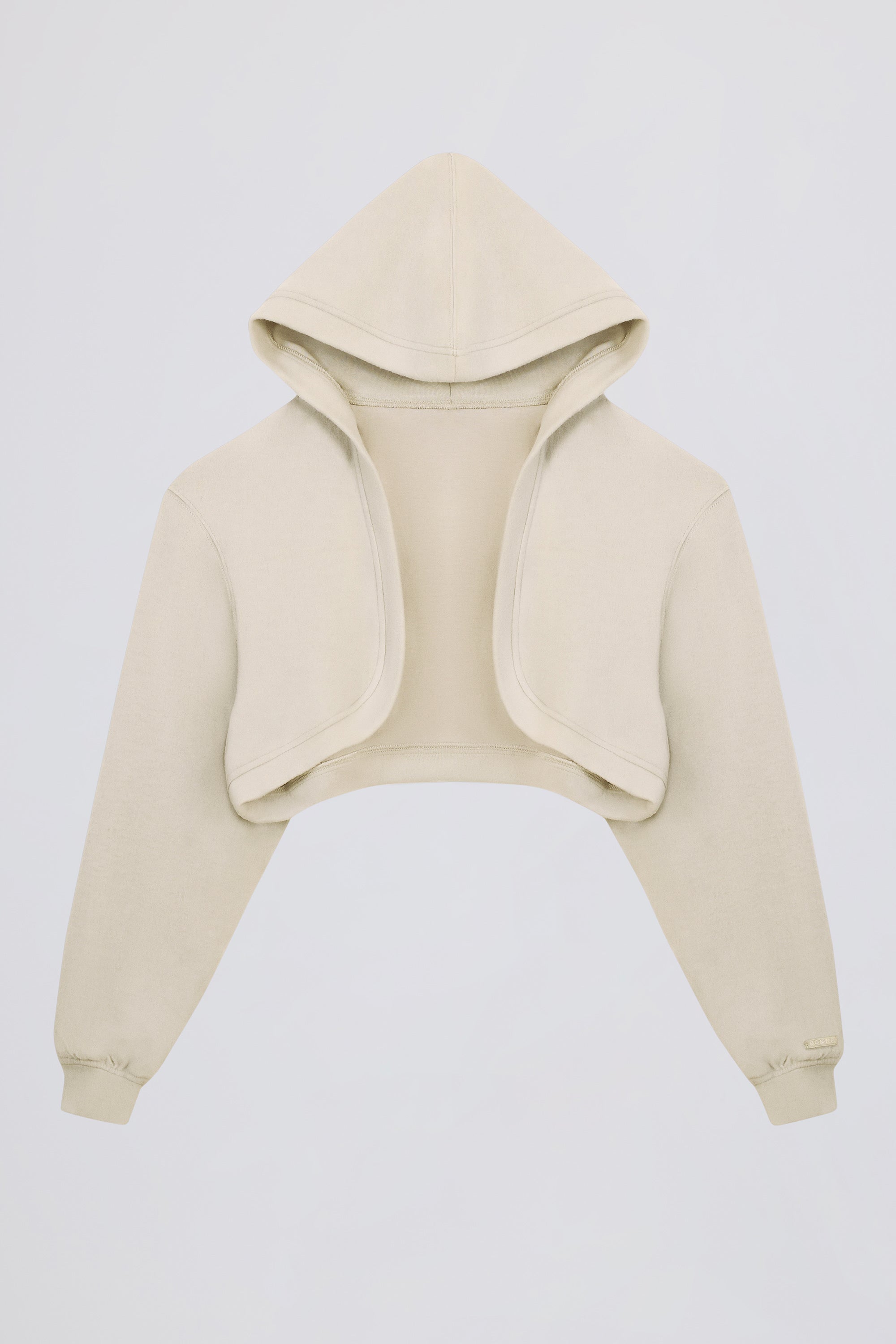 Brushed Jersey Hooded Cropped Shrug in Ecru