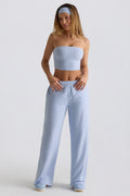 Petite Brushed Jersey Wide-Leg Joggers in Soft Blue
