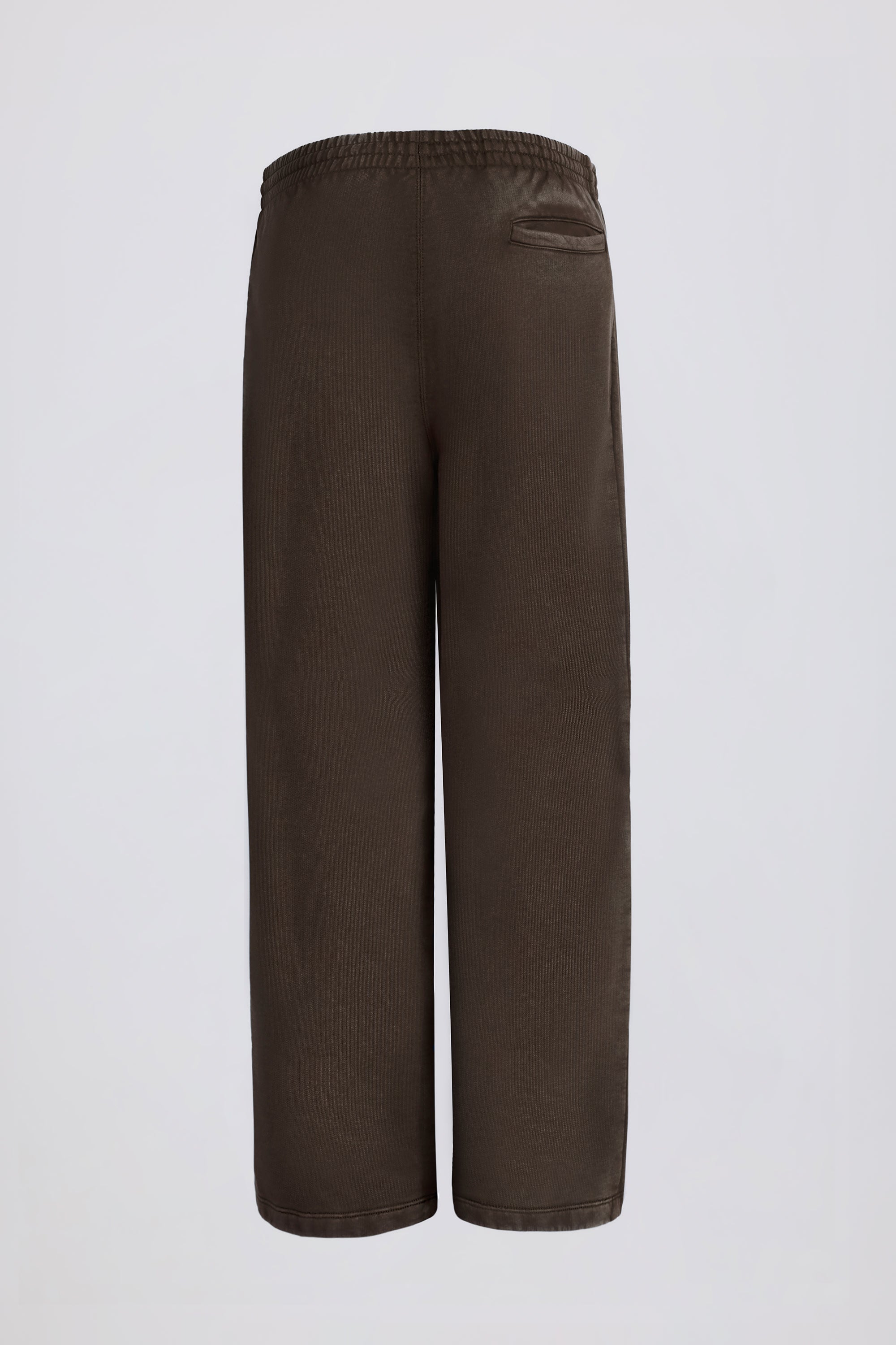 Acid Wash Wide-Leg Joggers in Brown