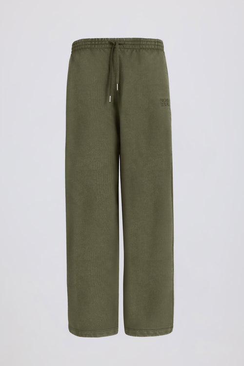 Acid Wash Wide-Leg Joggers in Light Green