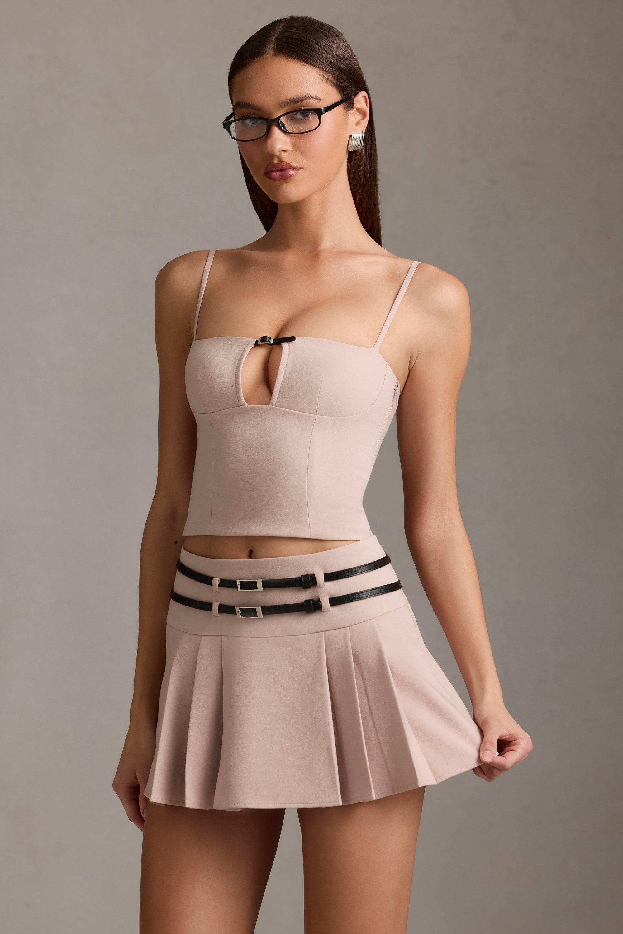 Cut-Top Camisole Top in Mushroom